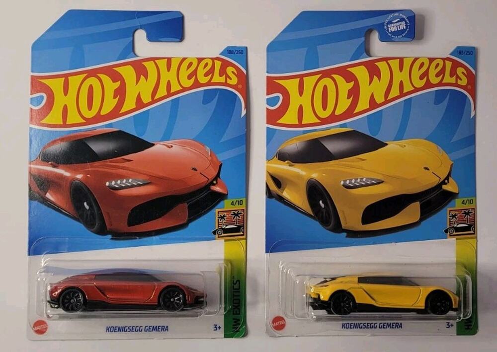 Lot of 2 2023 Hot Wheels Koenigsegg Gemera Yellow & Red HW EXOTICS Series